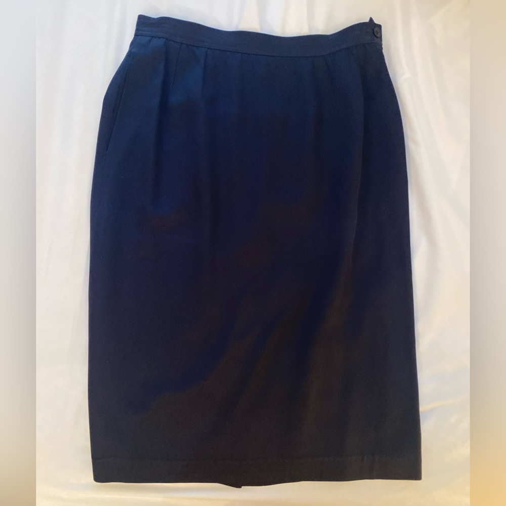 Vintage Valentino Beauty! Valentino Miss V Dark Blue Midi Skirt (46 / US 12)